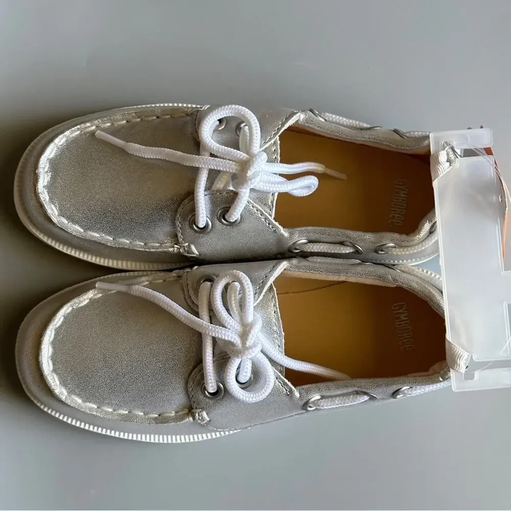 Gymboree  Little Girl’s Size 13 Silver Canvas Shoes Tennis Flat Sneakers…